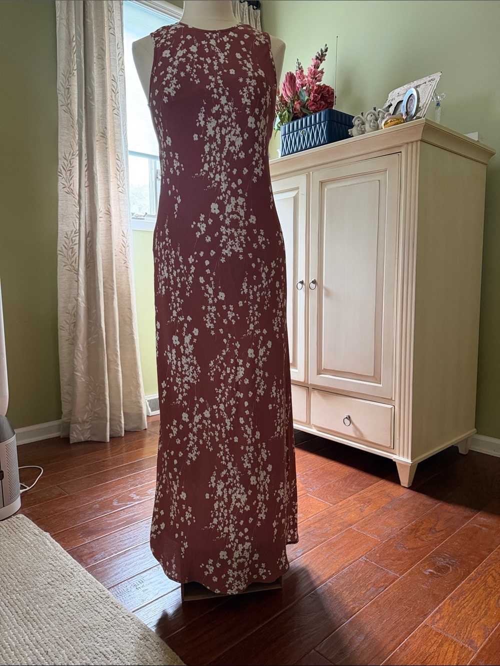 Wayf Wine Floral Print Sleeveless Maxi Dress